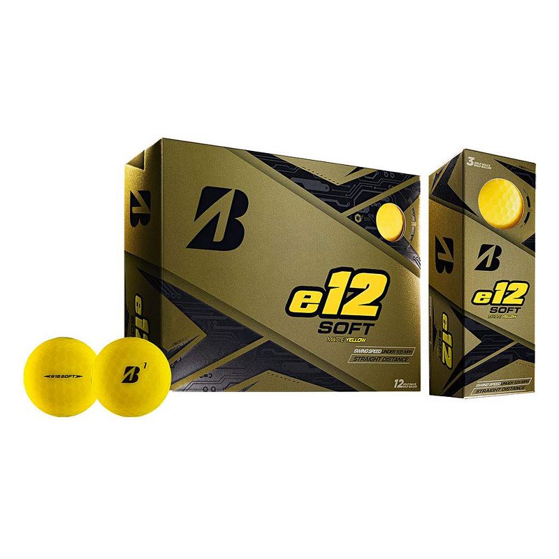 Bridgestone Golf Series e12 Soft 3-Piece Distance Golf Balls, Yellow (1 Dozen)