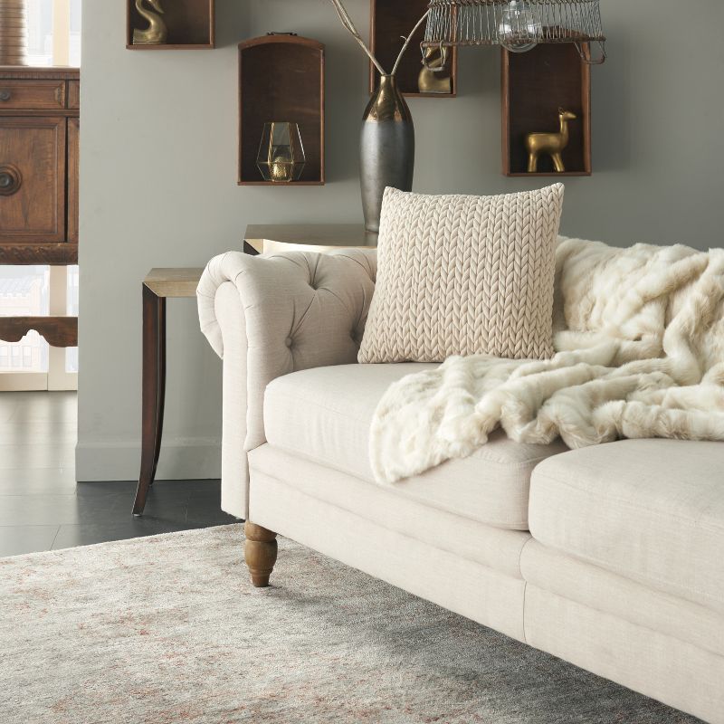 Nourison Life Styles Quilted Chevron Ivory Throw Pillow - 18" x 18"