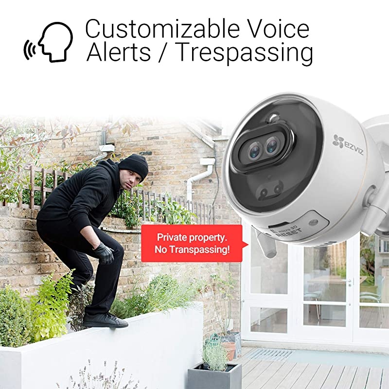 Outdoor Security Camera Dual Lens 1080P, Excellent Color Night Vision, Active Light & Siren Alarm with PIR Motion Detection, Weather Proof, Two-way Talk, the First Dual Lens Security Camera(C3X)