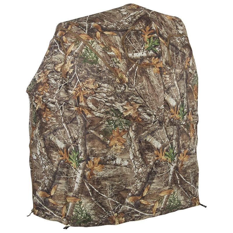 Ameristep AMEBL2004 1 Person Deluxe Folding Hunting Camouflage Tent Chair Blind with Carry Bag, Shoulder Strap, and Cup Holders
