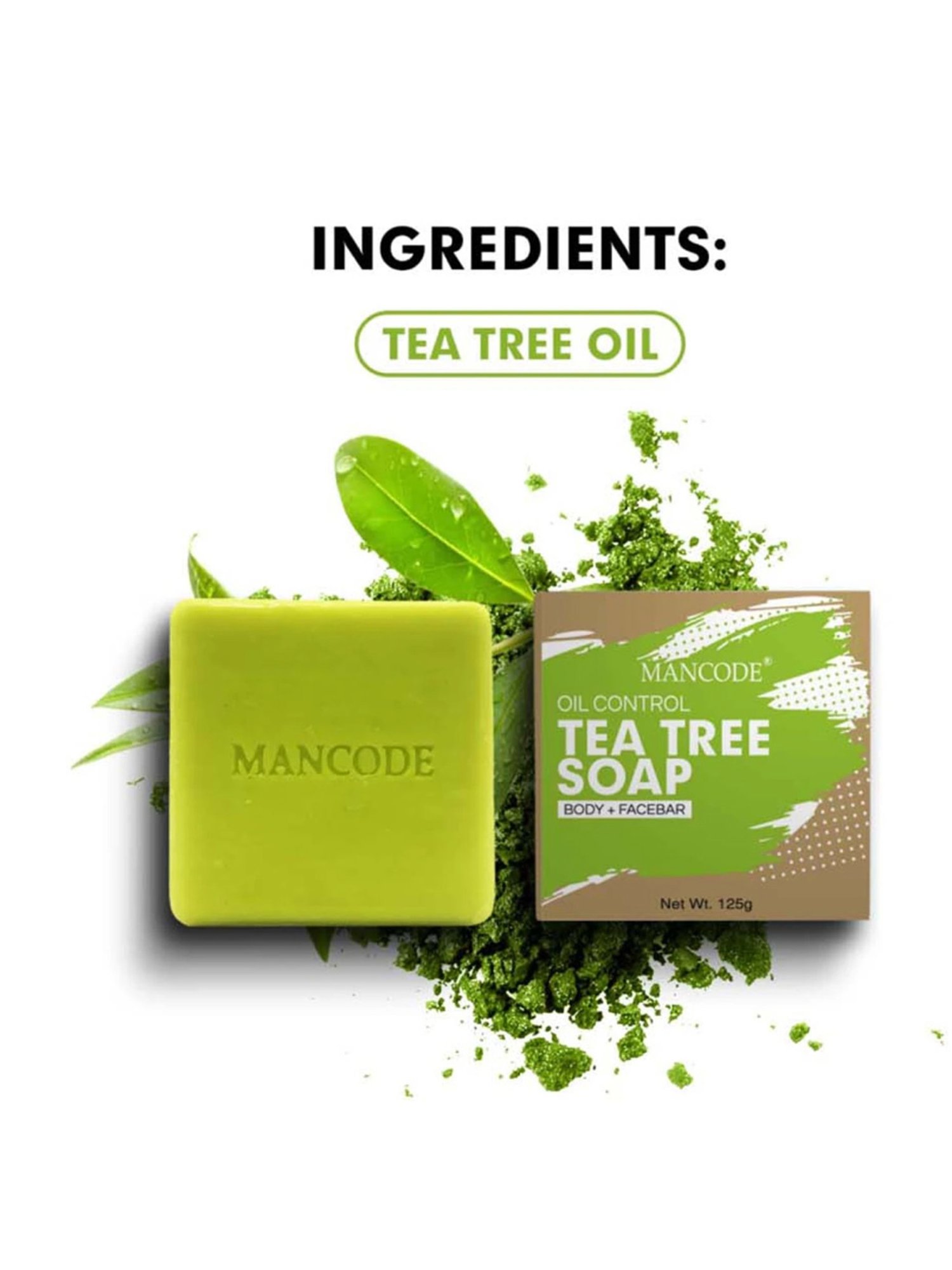 Mancode Geranium & Tea Tree Beard Oil & Tea Tree Soap & Tea Tree Scrub (Pack of 3)