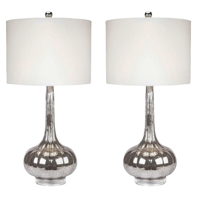 Set of 2 Michelle Antique Glass Table Lamp Silver - Abbyson Living