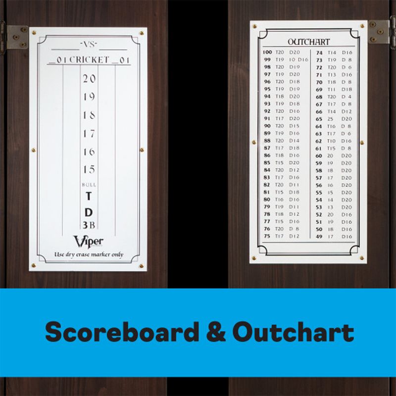 Viper 40-0407 Solid Pine Metropolitan Sisal Bristle Steel Tip Dartboard Cabinet, Espresso Finish