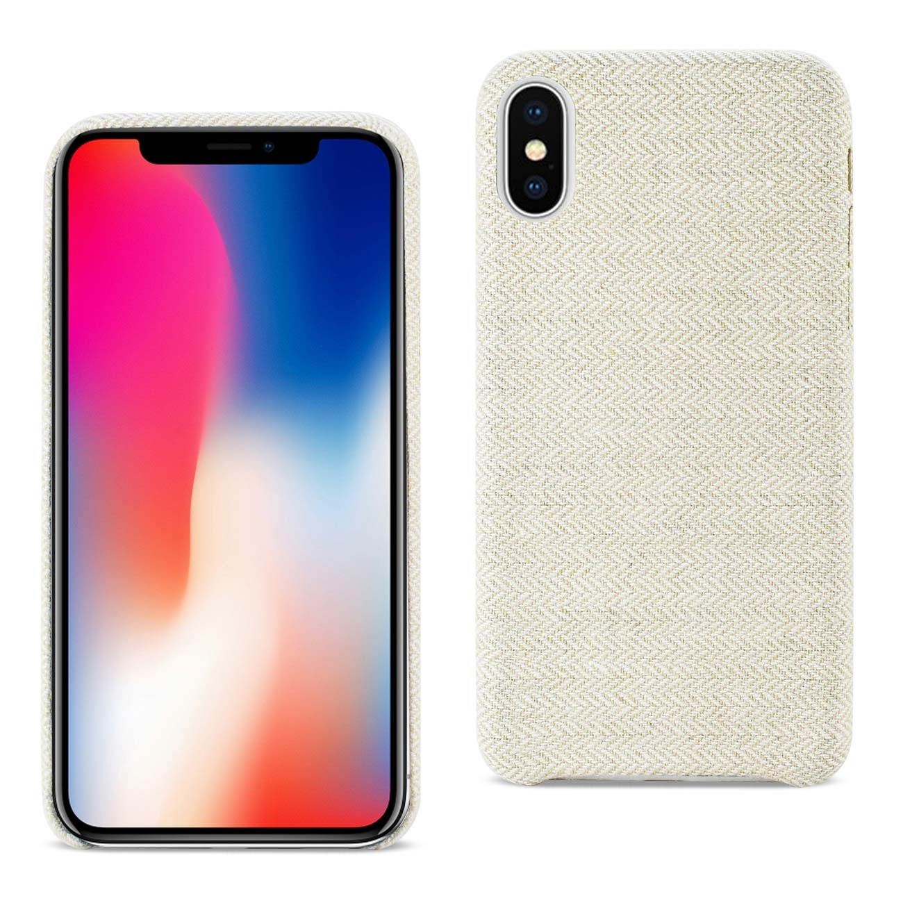 REIKO iPhone X/iPhone XS HERRINGBONE FABRIC IN BEIGE