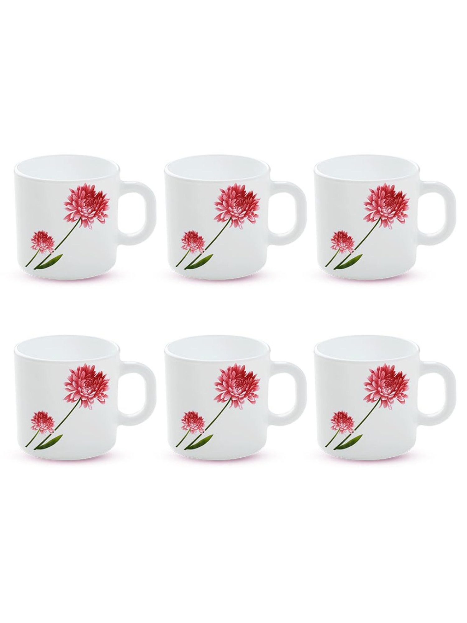 Larah by Borosil White Ceramic Tea & Coffee Mug - Set fo 6 100ml