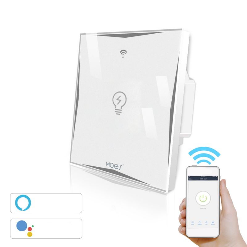 MoesHouse AC100-240V EU Type 1 Gang WiFi Smart Light Switch Work With Amazon Alexa Google Home