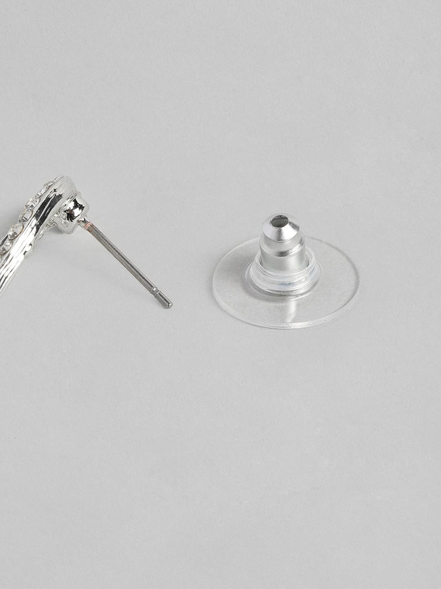 Estele Rhodium-Plated Leafy Necklace & Earring Set with Crystals for Women