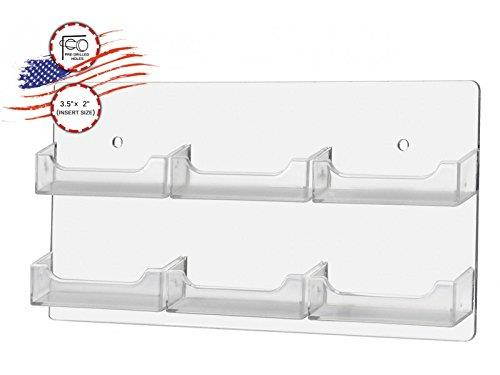 Marketing Holders Multi Pocket Premium Business Card Holder Acrylic Horizontal Wall Mount 6 Pocket, Clear
