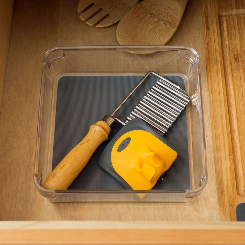 Home Basics 6" x 6" x 2" Plastic Drawer Organizer with Rubber Liner