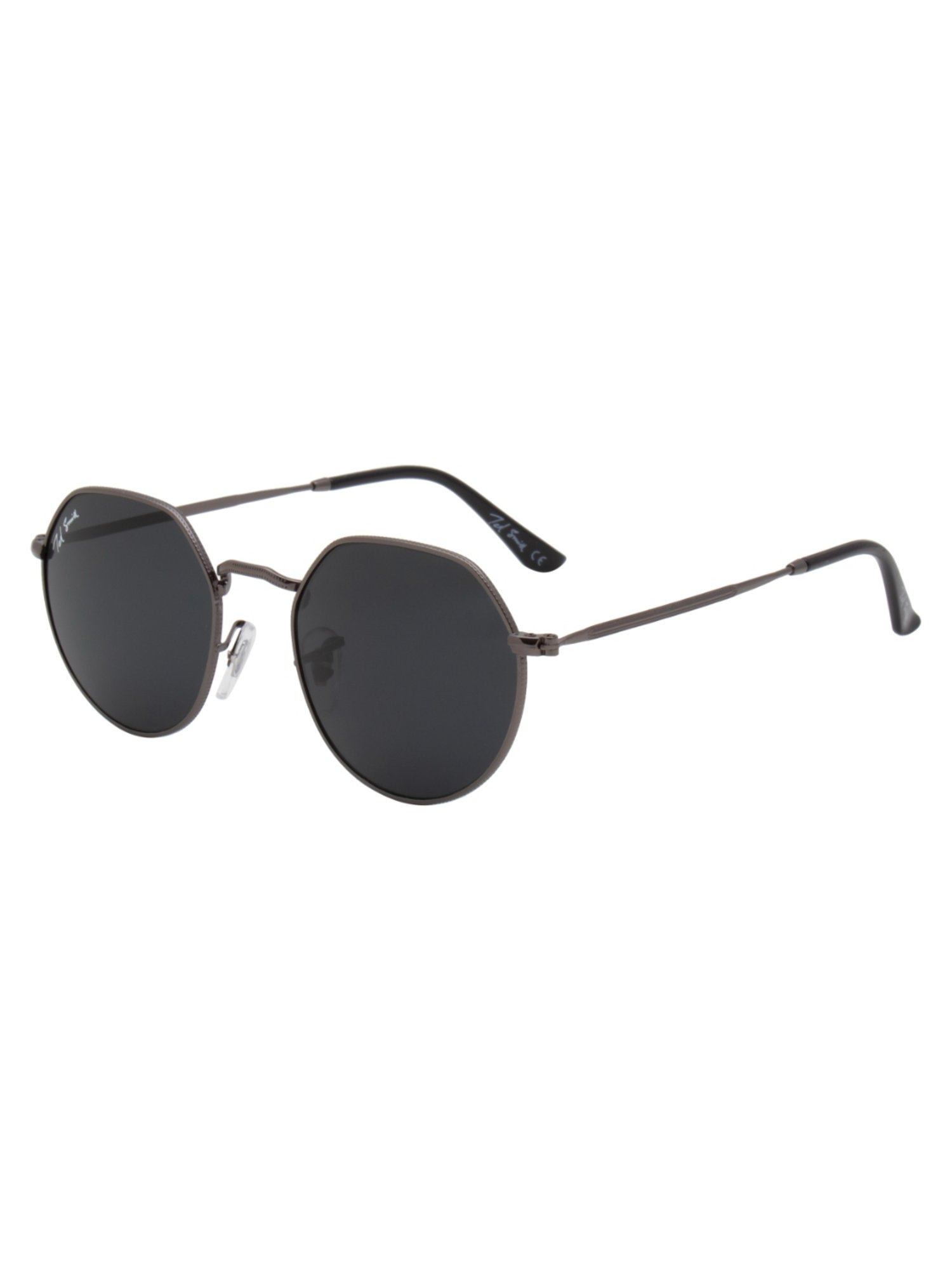Ted Smith Black Round UV Protection Unisex Sunglasses