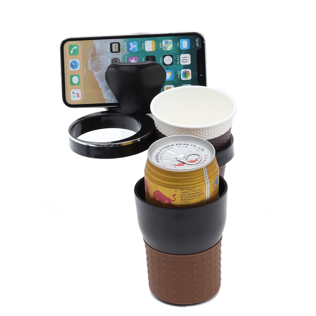 Car Multifunctional Cup Holder Auto-multi Cup Case Drinking Bottle Holder Organizer Storage Box (Black)