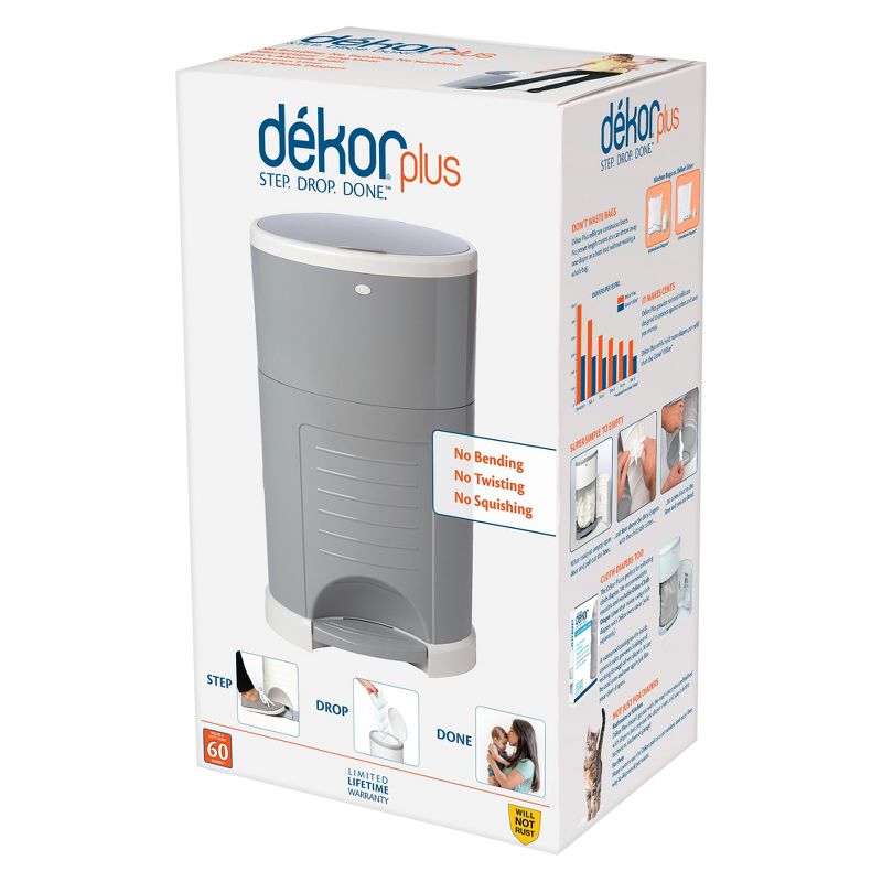 Dekor Plus Hands-Free Diaper Pail - Gray
