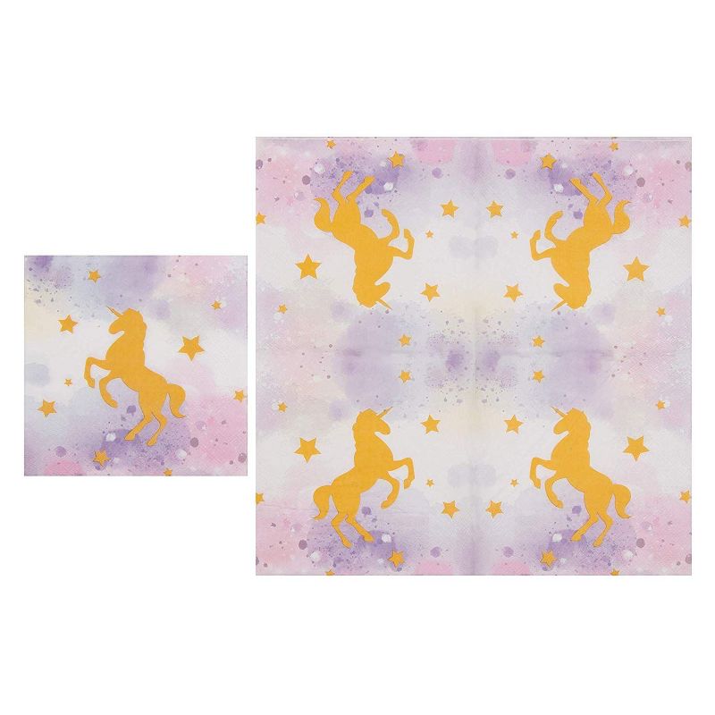 Juvale 144-Piece Serves 24 Unicorn Party Supplies - Disposable Plates, Napkins, Cups & Cutlery