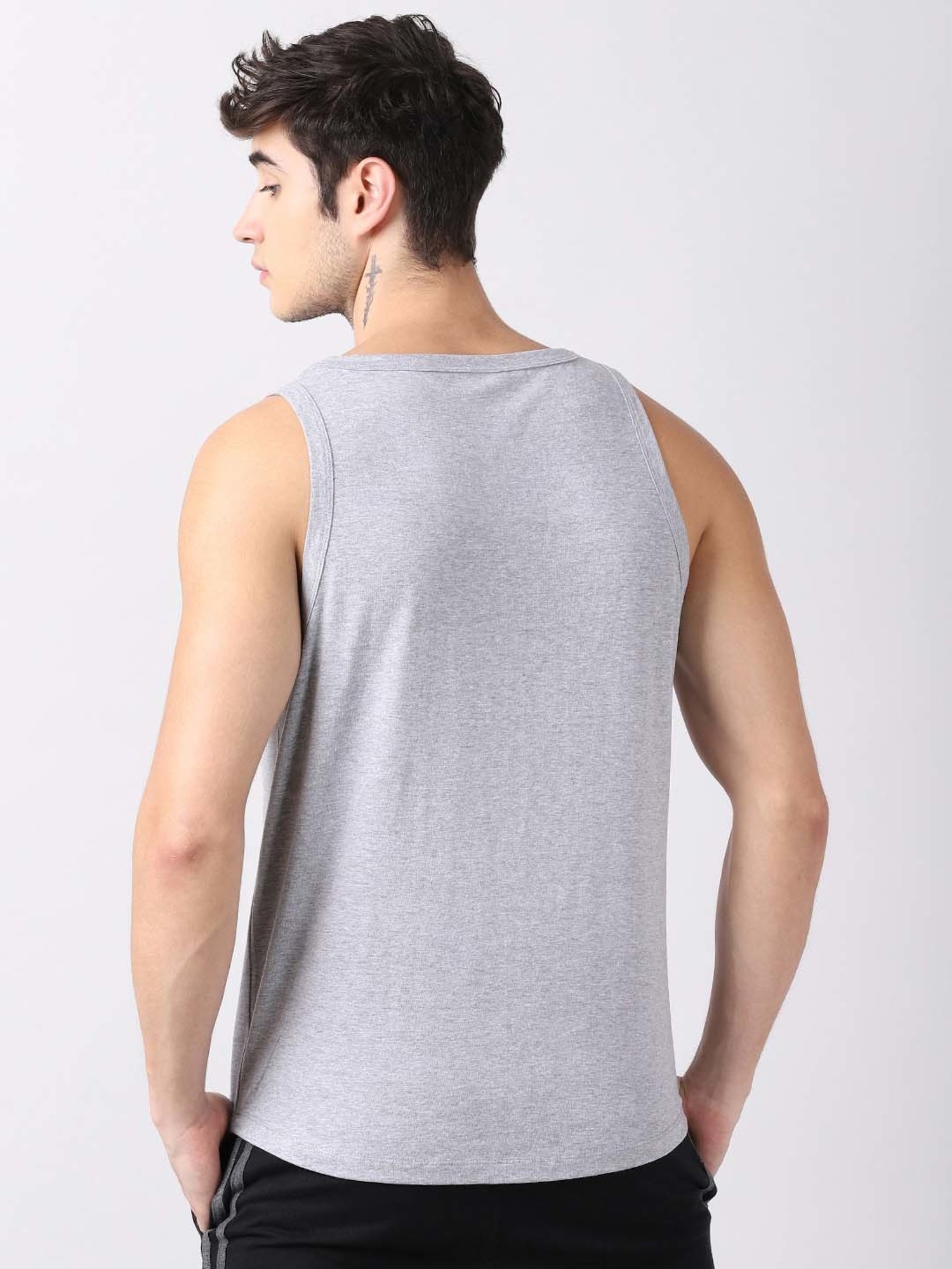 Bushirt Anime Dark Grey Printed Cotton Vest