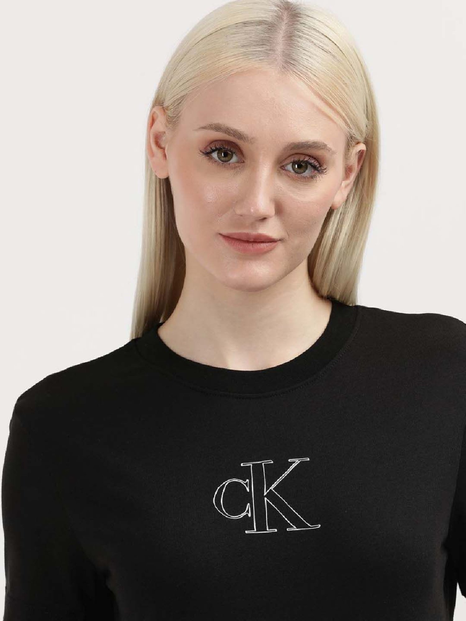 CALVIN KLEIN Black Cotton Logo Print T-Shirt