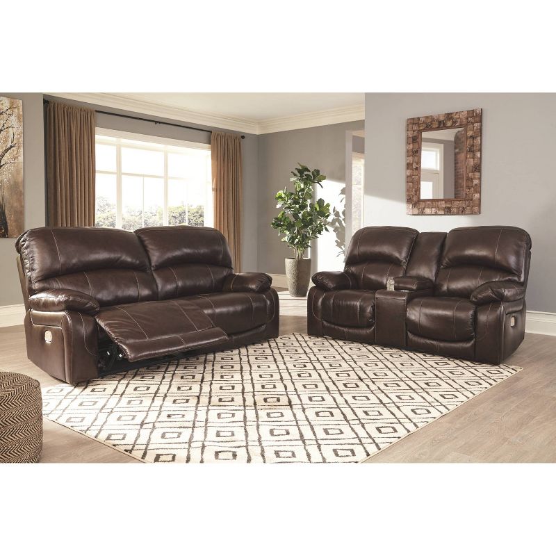 Hallstrung Power Reclining Loveseat with Console/Adjustable Headrest Chocolate Brown - Signature Design by Ashley