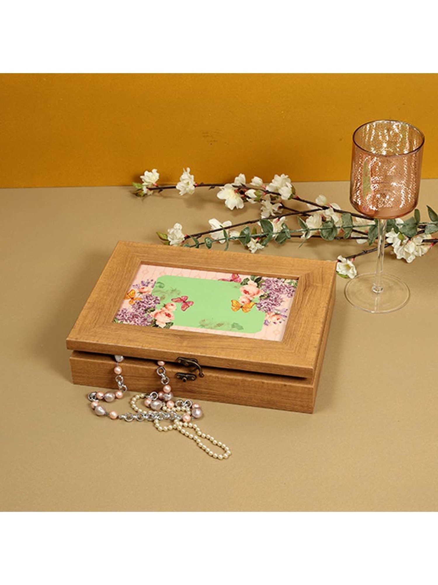 ICRAFT Groovy Mint Series Green & Beige Mdf Large Storage Box