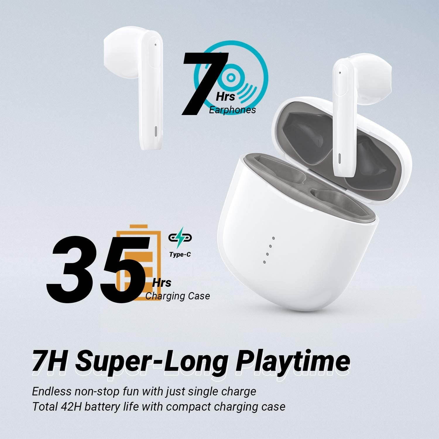 ENACFIRE T1 Wireless Earbuds Bluetooth 5.0 Earbuds 42H Playtime Qualcomm AptX Lossless Audio ENC Call Cancellation 4 Misc Built-in Type-C Ultra-Lightweight IPX8 Waterproof Bluetooth Earbuds