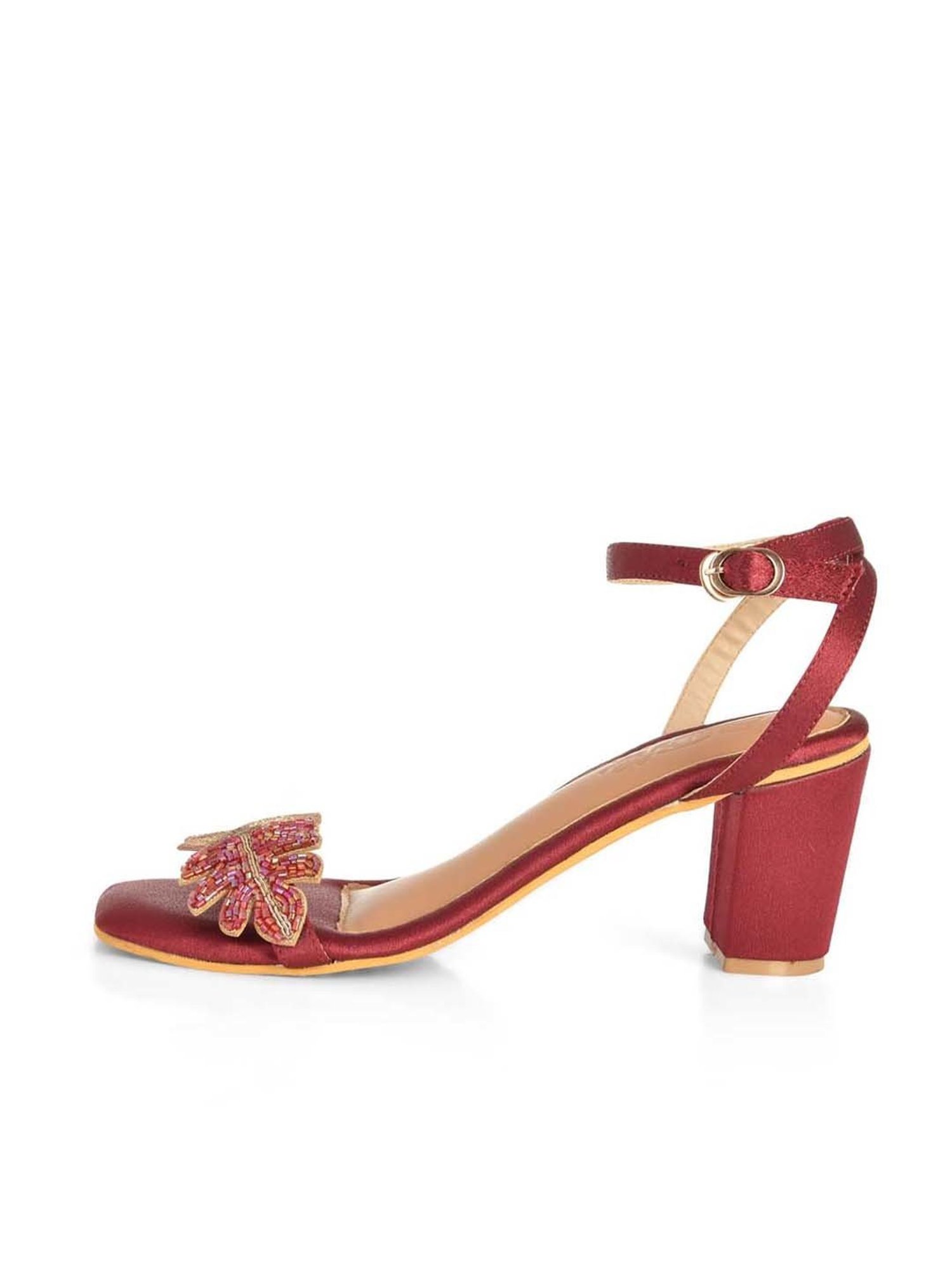 Sole House Women's Maroon Ankle Strap Sandals