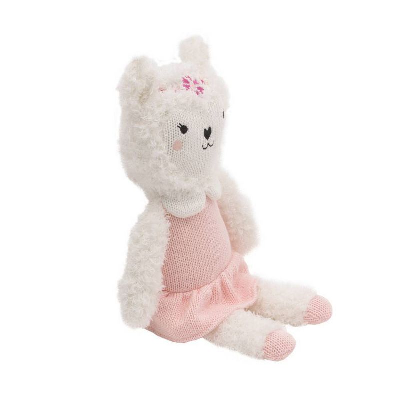 Cuddle Me Lolly The Llama Knit Plush Stuffed Animal - White and Pink