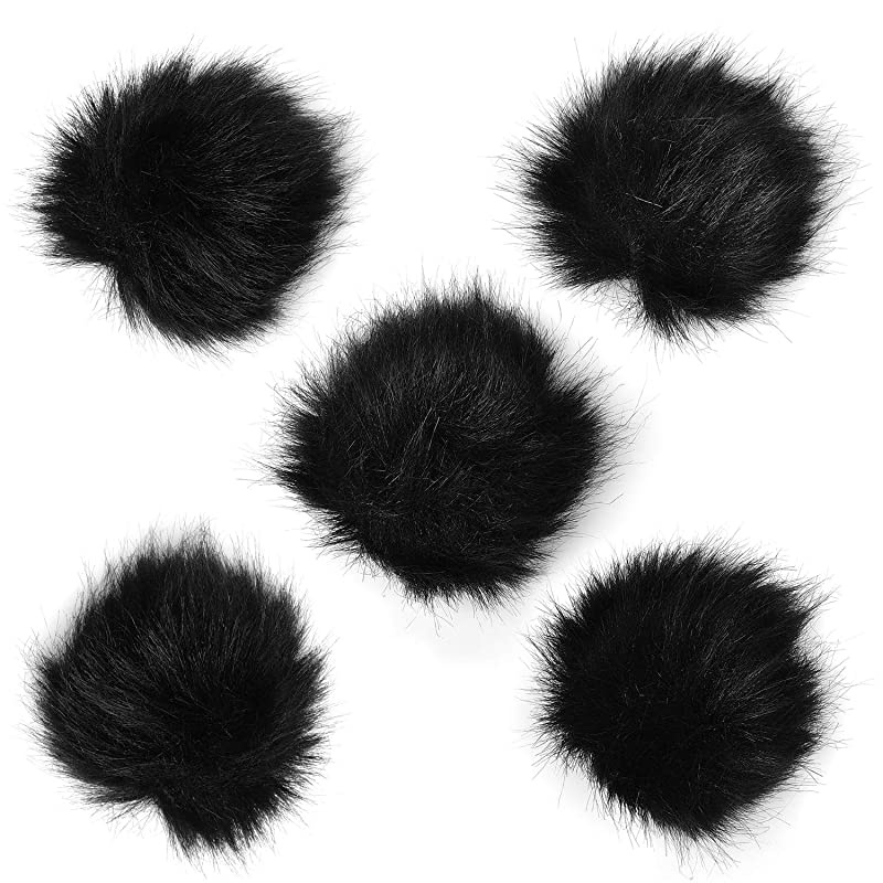 Microphone Lapel Dead Cat Windscreen,  Lapel Mic Windscreen Muff, Furry Windscreen Dead Cat Outdoor Comaptible with Lavalier Microphones 5Pack (Black)