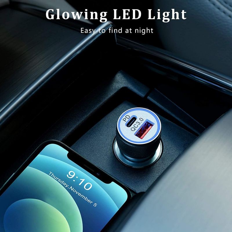 iPhone USB C Car Charger, WHIRELEAST 20W Dual Port Fast Car Charger Adapter with 3FT USB C to Lightning Cable for iPhone 12/12 Pro Max/Mini, 11/XR/XS/8/Plus, AirPods, iPad, More