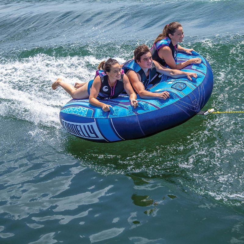 CWB Connelly Cruzer 3 Person Soft Top 70 Inch D Shaped Inflatable Boat Towable Water Inner Tubing Tube, Blue