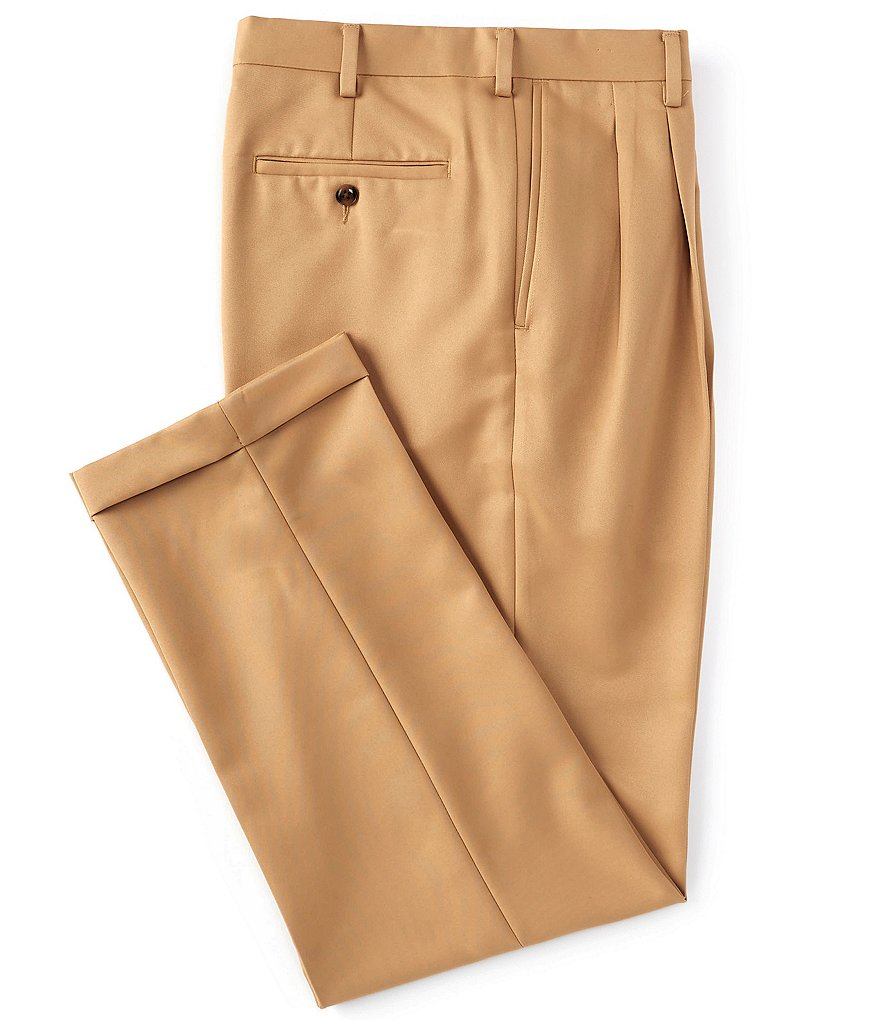Roundtree & Yorke Big & Tall TravelSmart Pleated Front Relaxed Solid Dress Pants