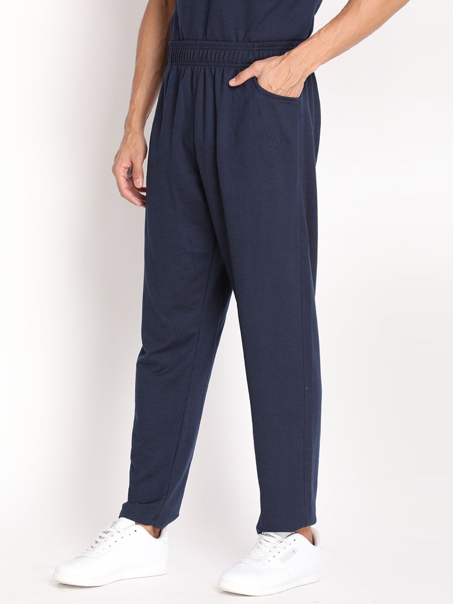 Chkokko Navy Cotton Relaxed Fit Track Pants