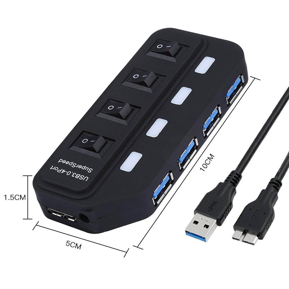 USB 3.0 Hub, Portable SuperSpeed 4 Port USB 3.0 Hub with Built-in Cable , USB Extension Multi-function USB Dock Hot Swapping Support for  Mac, PC, USB Flash Drives and Other Devices