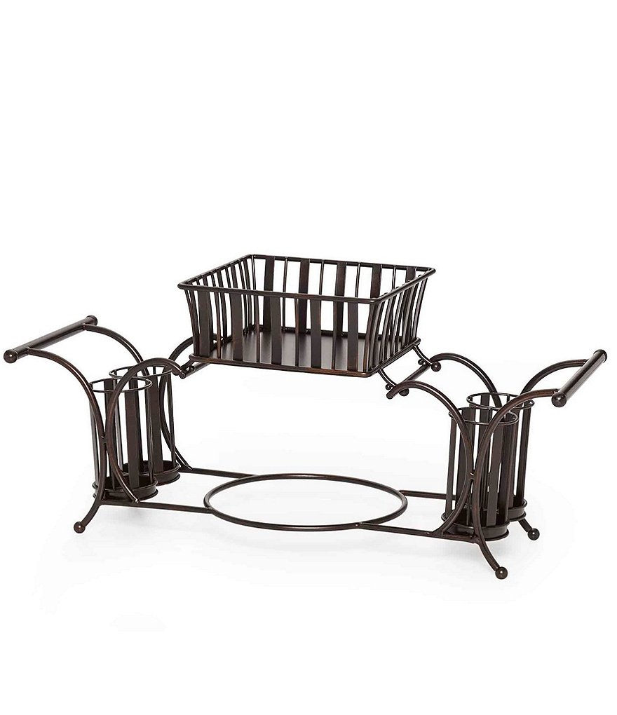 Gourmet Basics by Mikasa Avilla Picnic Plate Napkin and Flatware Storage Caddy with Paper Towel Holder