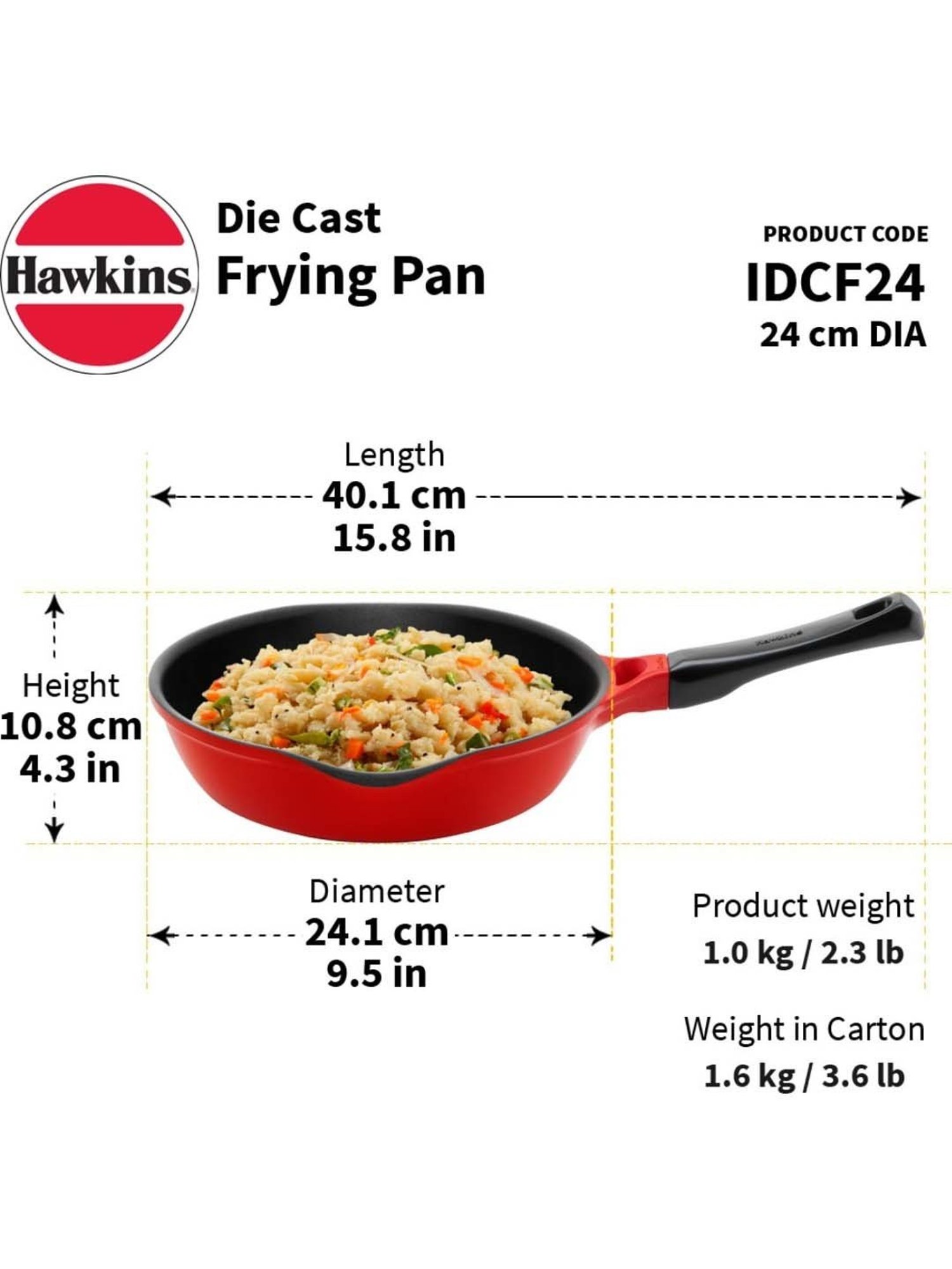 Hawkins Die-Cast Red Aluminium 24.1 cm Non-Stick Fry Pan - Set of 1