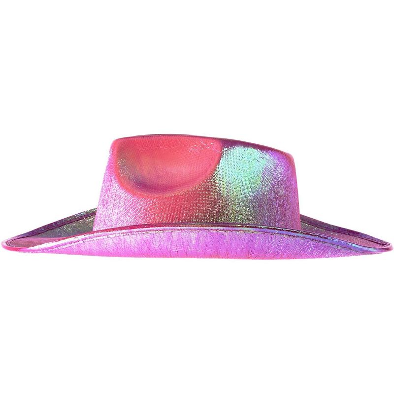 Juvolicious Holographic Shiny Cowboy Party Hat for Concerts, Rodeos, Parties (Pink, 14.5 x 11.5 x 3.75 in)
