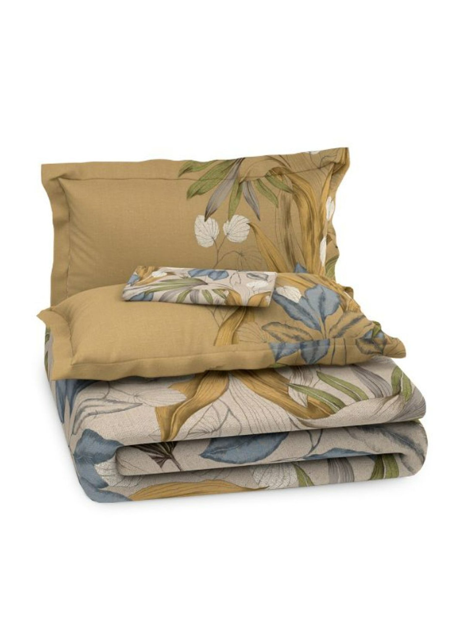 Living Roots Printed Grey 300 TC Cotton Single Diwan - Set of 8