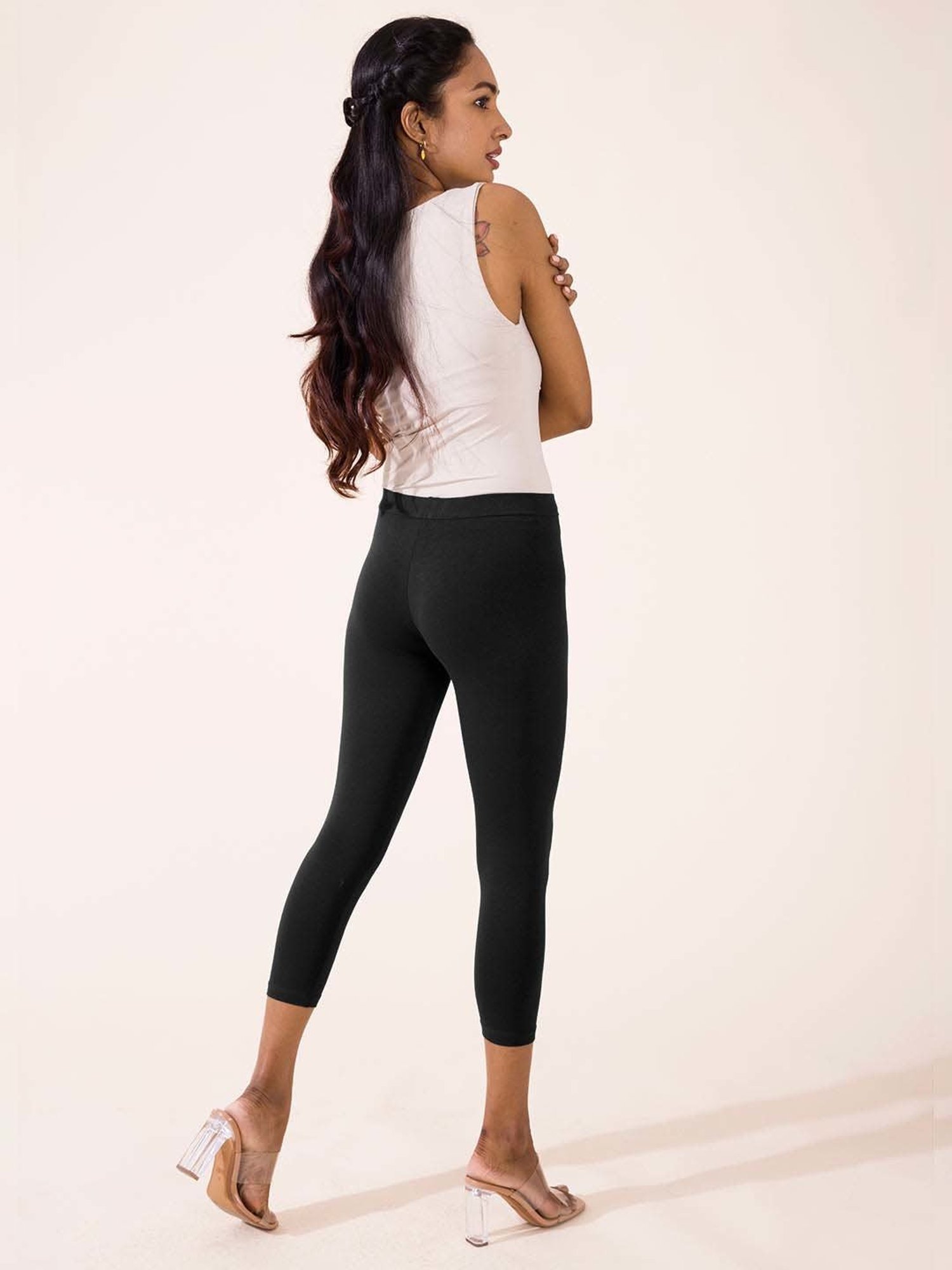 Go Colors! Black Cotton Crop Leggings