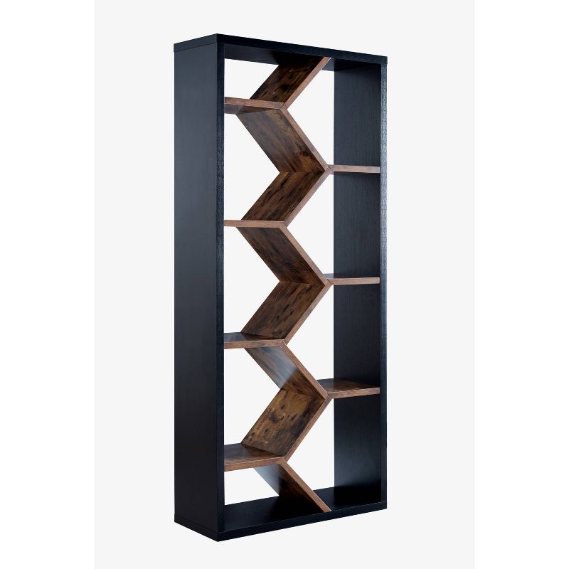 69" Achna 9 Shelf Bookshelf Black/Dark Walnut - miBasics
