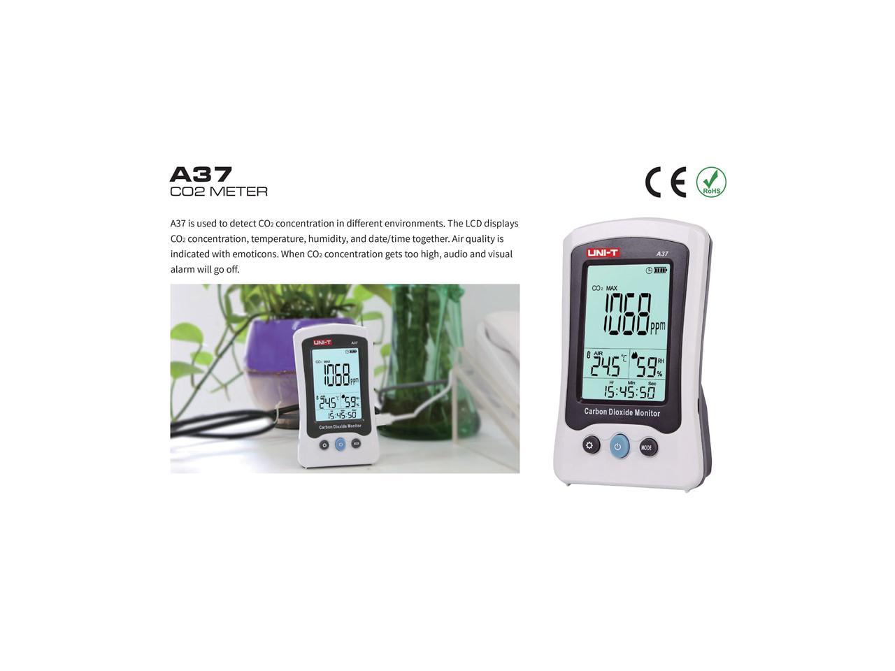 UNI-T A37 CO2 Meter; Carbon Dioxide Detector CO2 concentration/temperature/humidity detector / home / industrial / laboratory Test & Measurement Tools Carbon Dioxide Detector