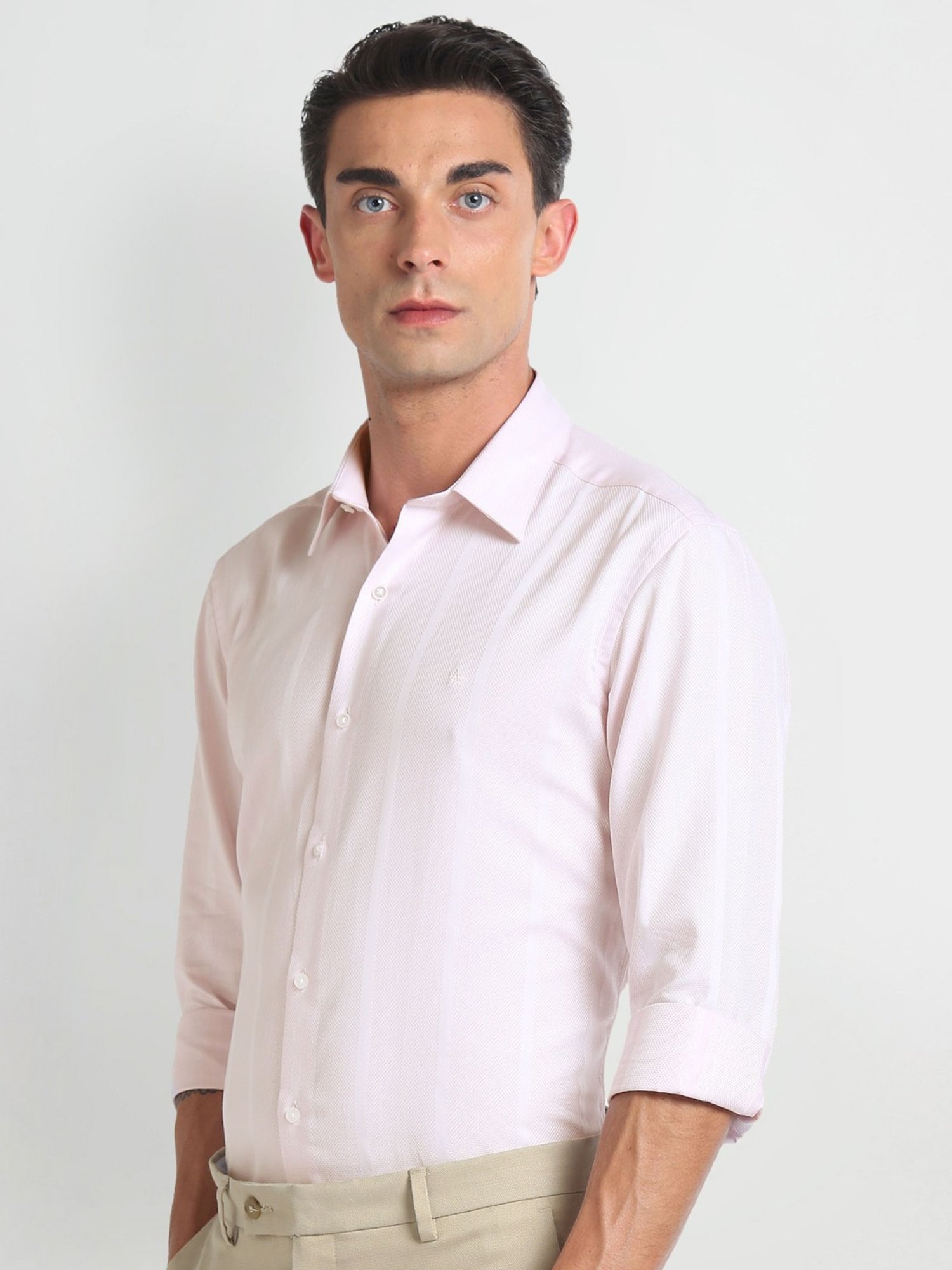 Arrow Newyork Pink Cotton Slim Fit Texture Shirt