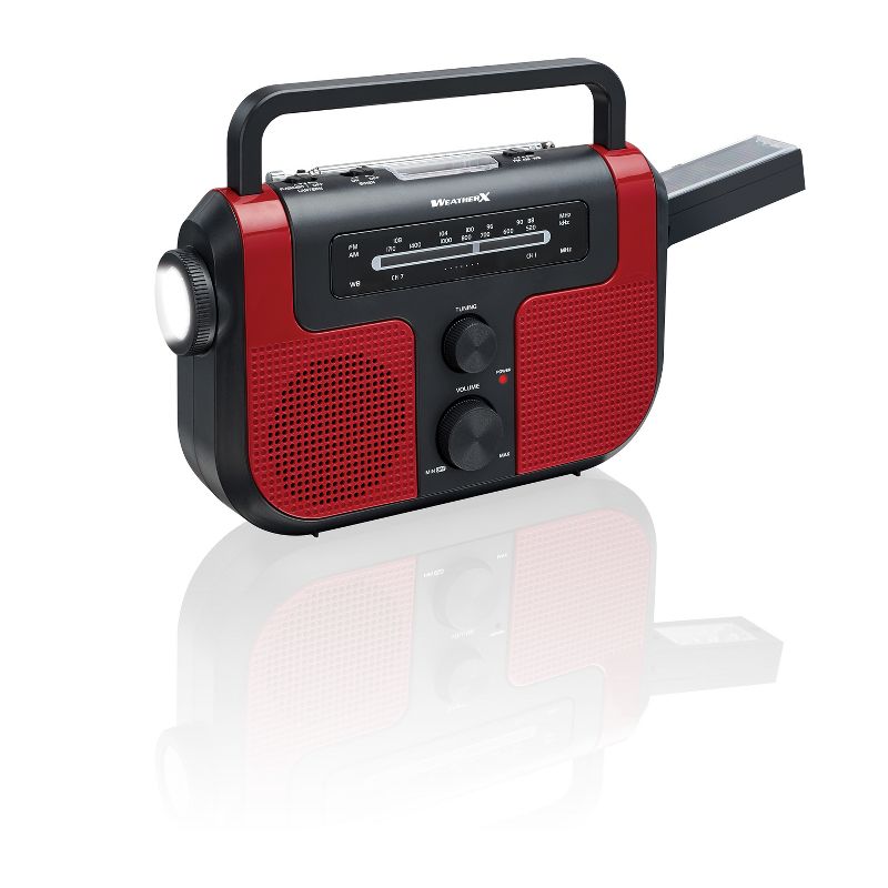 WeatherX WB/AM/FM Solar Charge Radio - Red (WR383R)