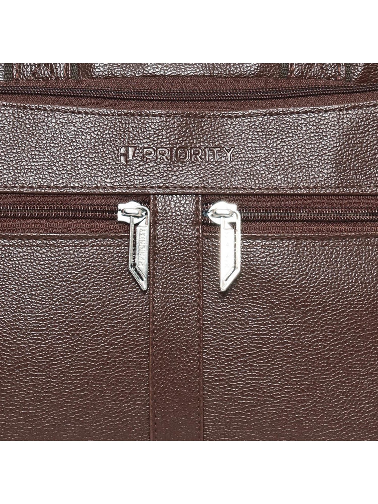 Priority Brown Synthetic Large Messenger Bag