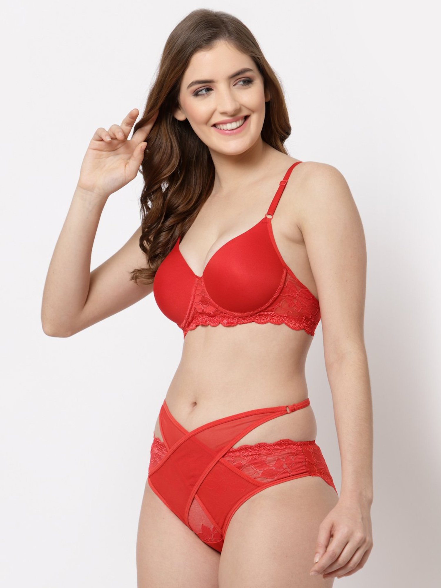 Cukoo Red Full Coverage Bra & Panty Set