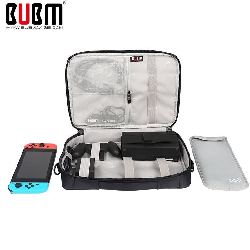 BUBM Travel Bag For Nintendo Switch ALL-IN-1 Carry Bag with 9HD Tempered Glass Screen Protector