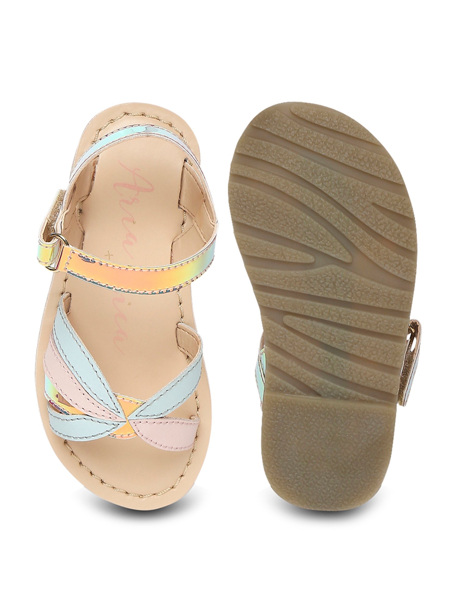 Aria Nica Kids Sky Blue & Pink Ankle Strap Sandals