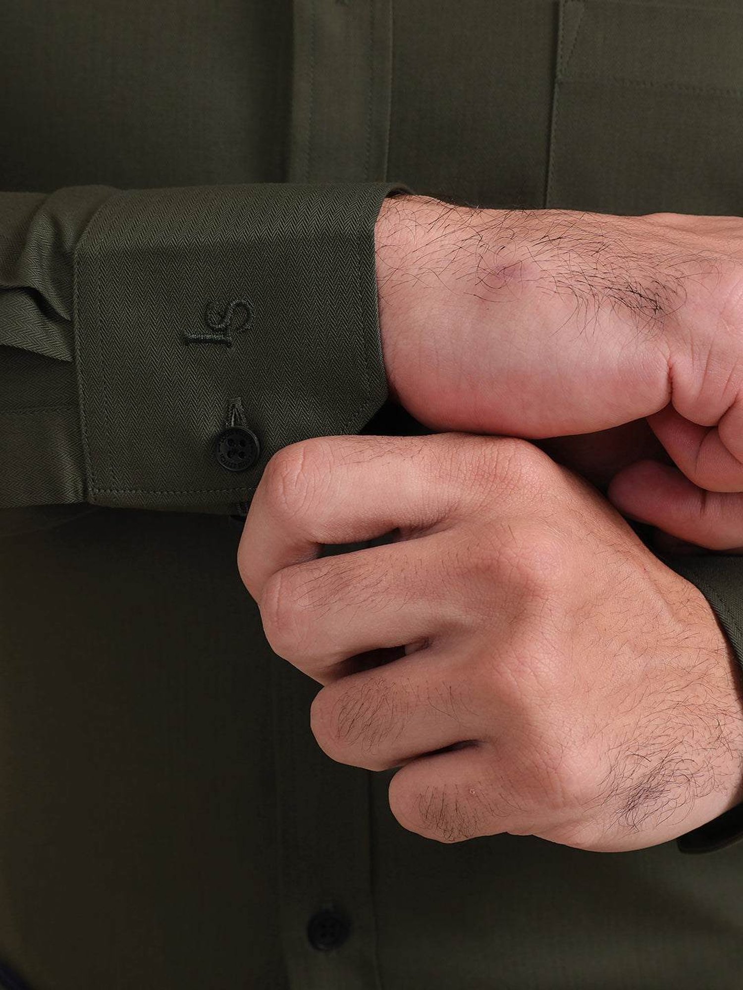 Louis Stitch Green Cotton Regular Fit Texture Shirt