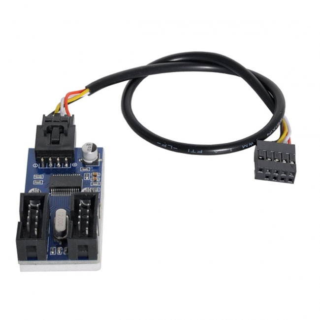 CY Motherboard 9pin USB 2.0 Header 1 to 2 Female Extension Cable HUB Connector Adapter Port Multilier U2-034
