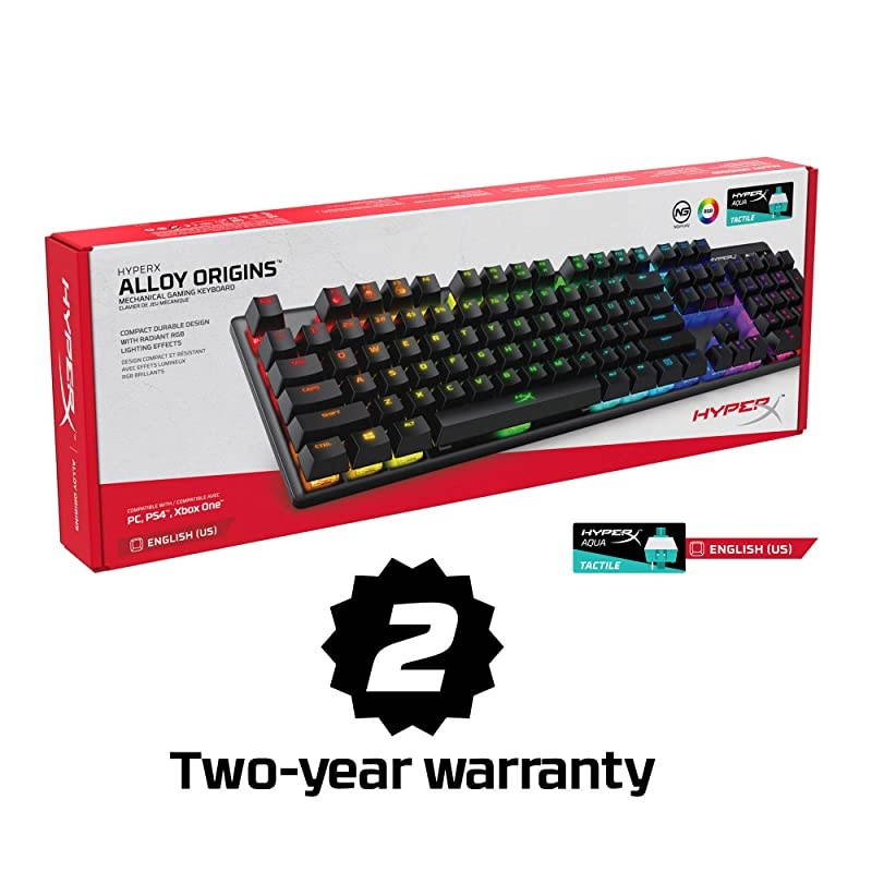 Alloy Origins Mechanical Gaming Keyboard SoftwareControlled Light Macro Customization Compact Form Factor RGB LED Backlit Tactile  Aqua Switch