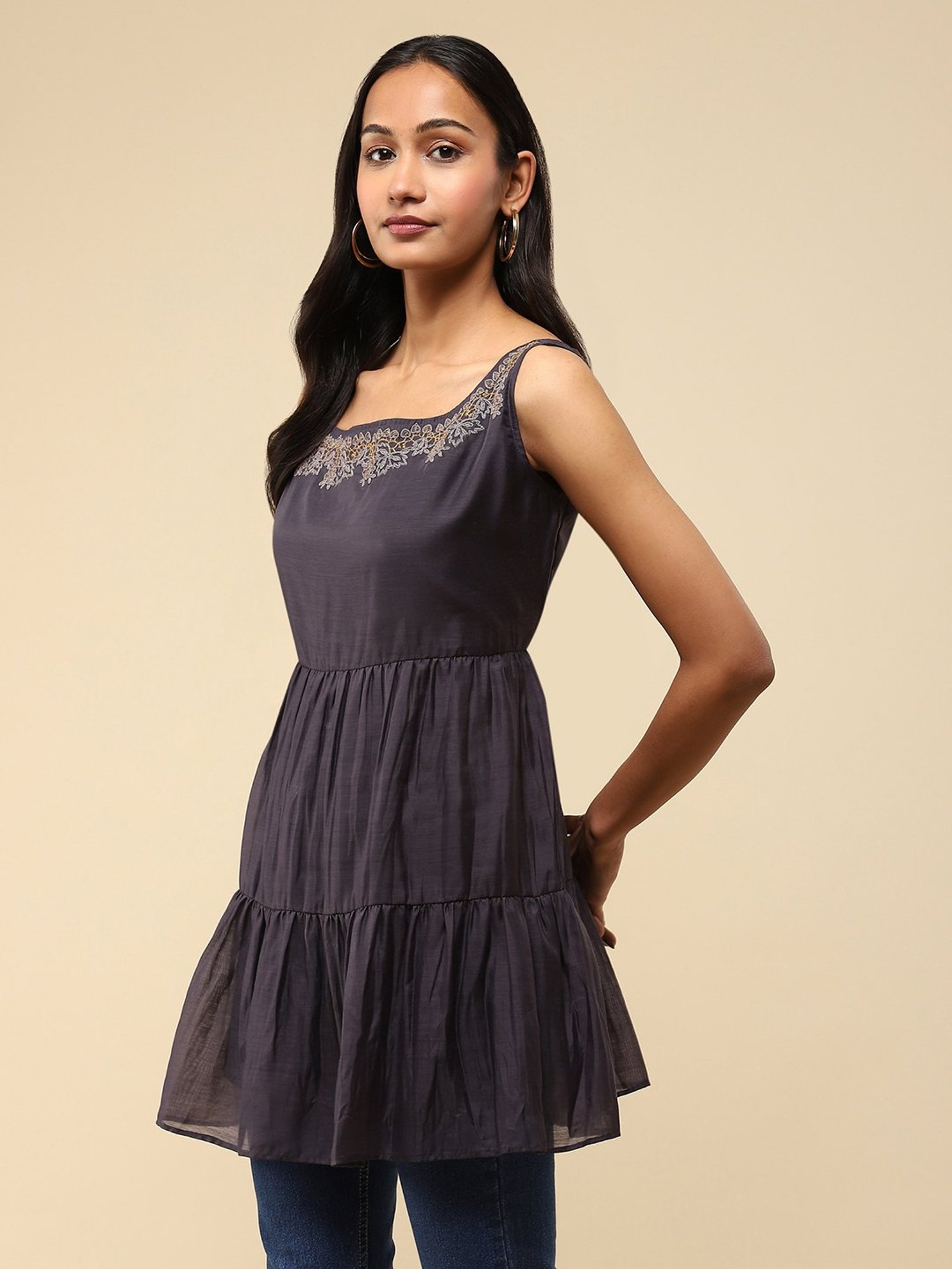 aarke Ritu Kumar Grey Embroidered Kurta