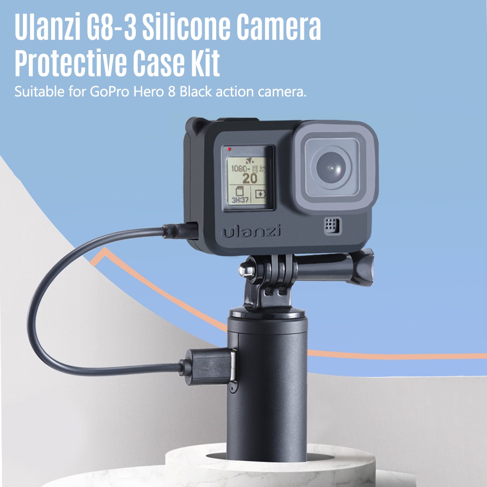 Ulanzi G8-3 Soft Silicone Camera Protective Case with Camera Lens Cap Droproof Vlogging Case Cage Kit Compatible with GoPro Hero 8 Black