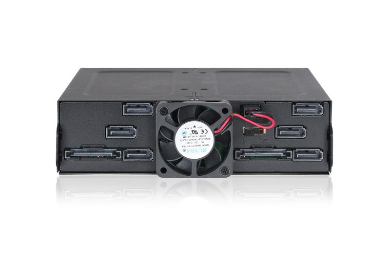 Icy Dock ToughArmor MB608SP-B Drive Enclosure for 5.25" 6Gb/s SAS, Serial ATA/600 - Serial ATA/600 Host Interface Internal - Black - 6 x HDD Supported