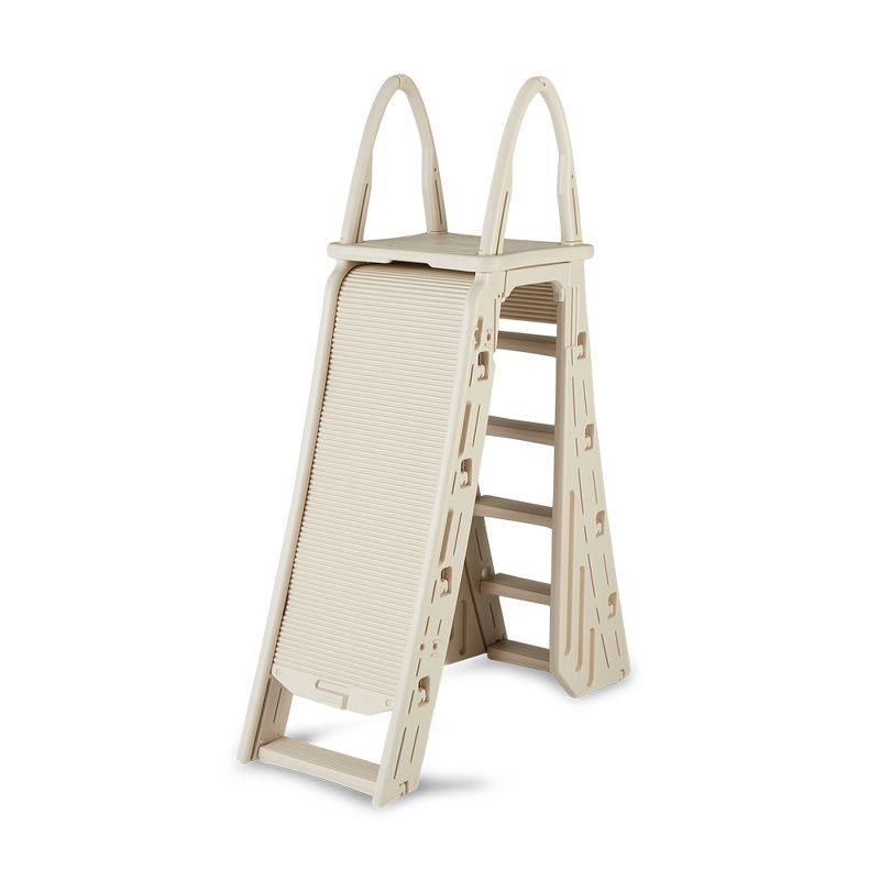 Confer 7200 Adjustable 48-56 Inch Above Ground Swimming Pool Ladder, Beige